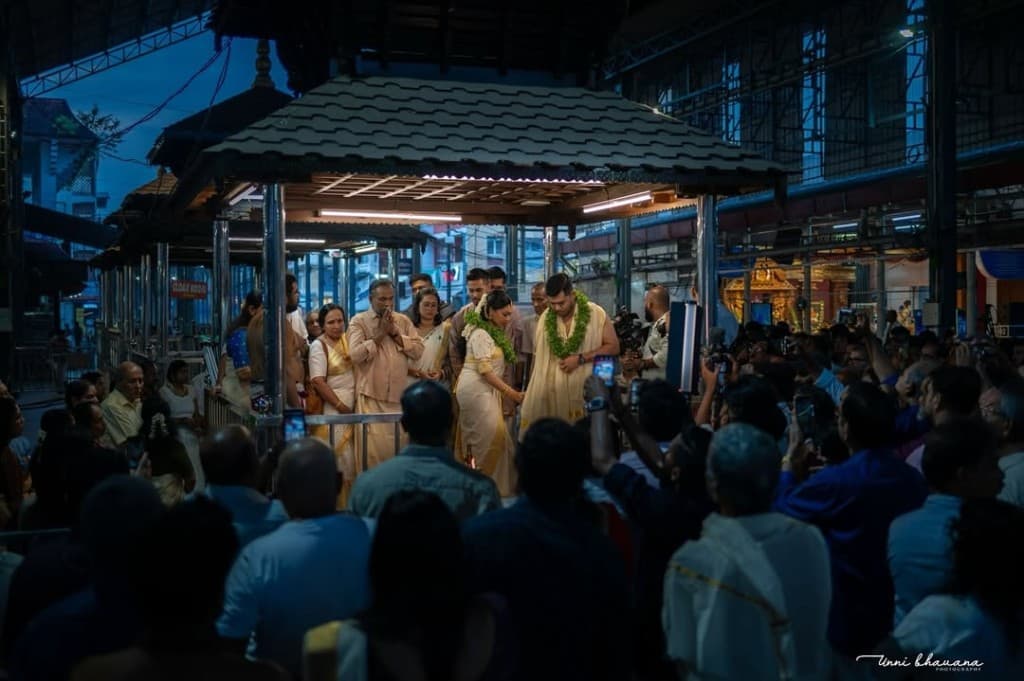 Temple wedding ceremony at night